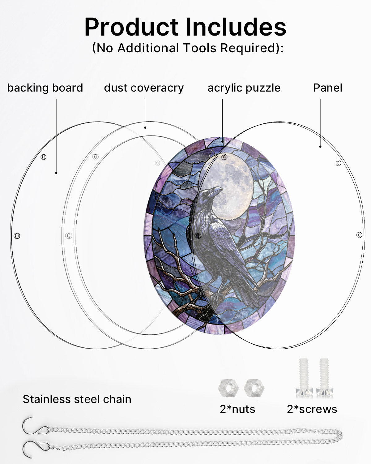 💥May Grand Sale|Up to 60% Off💥Moonlit Raven Light Suncatcher-Acrylic Window Art