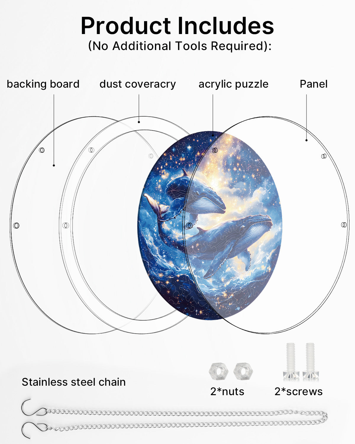 💥May Grand Sale|Up to 60% Off💥Twin Whales of the Cosmos Light Suncatcher-Acrylic Window Art