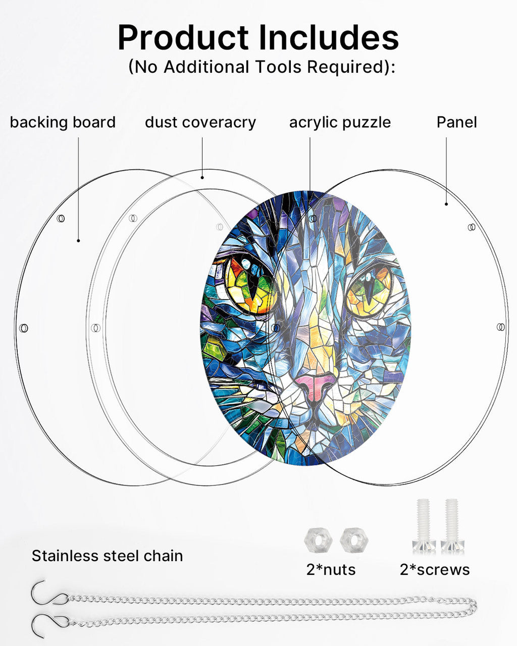 💥May Grand Sale|Up to 60% Off💥Mosaic Cat Light Suncatcher-Acrylic Window Art