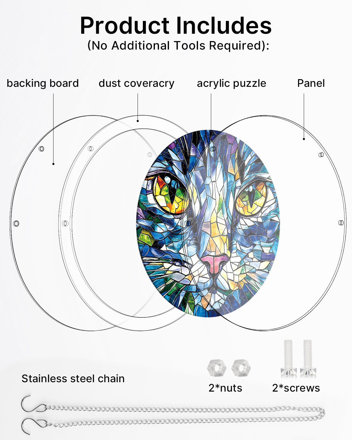 💥May Grand Sale|Up to 60% Off💥Mosaic Cat Light Suncatcher-Acrylic Window Art