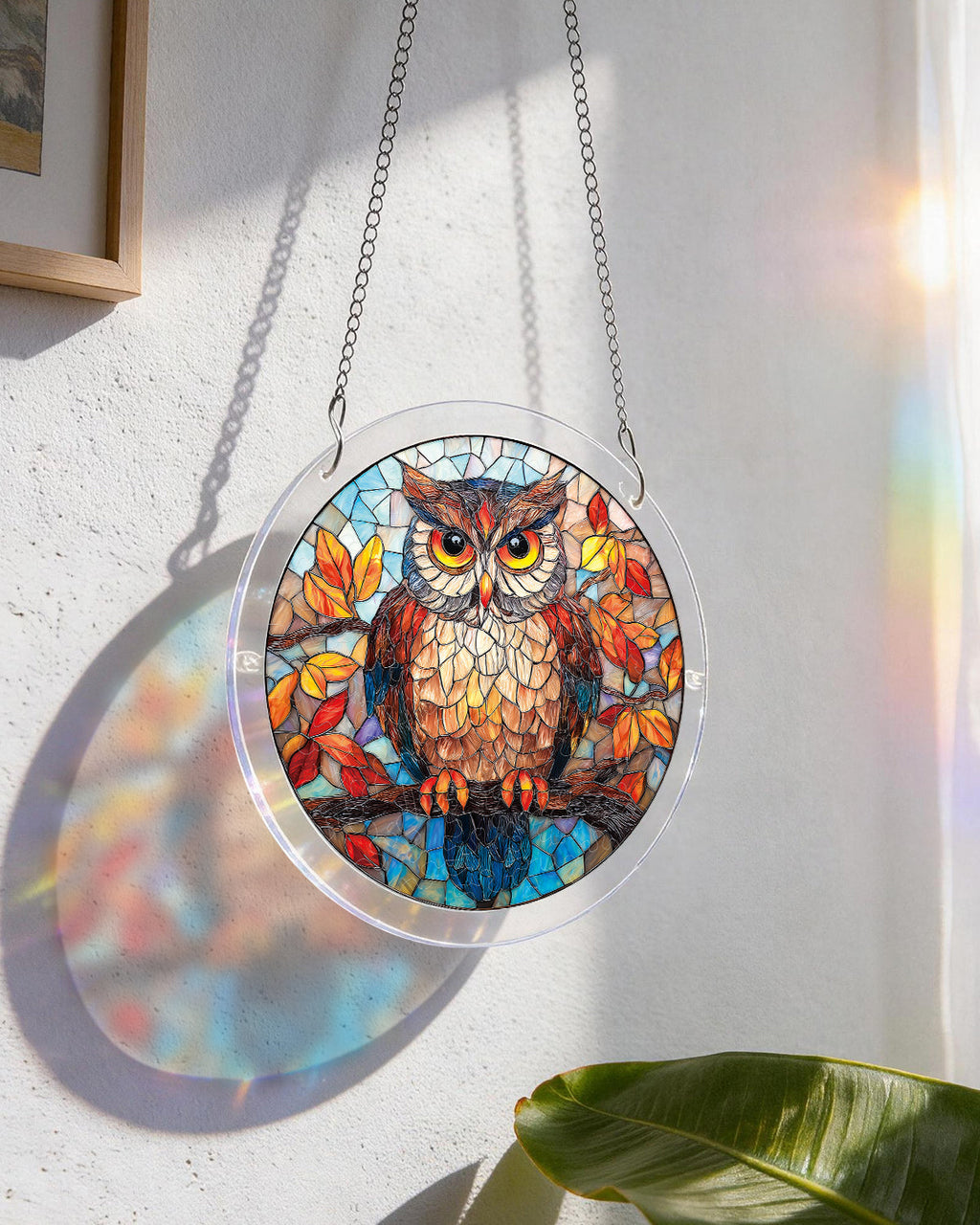 💥May Grand Sale|Up to 60% Off💥Autumn Owl Light Suncatcher-Acrylic Window Art