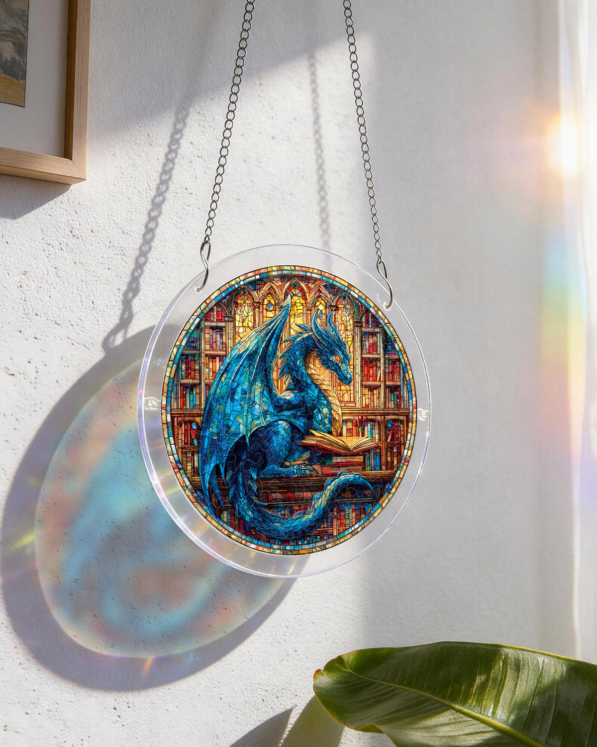 💥May Grand Sale|Up to 60% Off💥The Blue Dragon Library Light Suncatcher-Acrylic Window Art