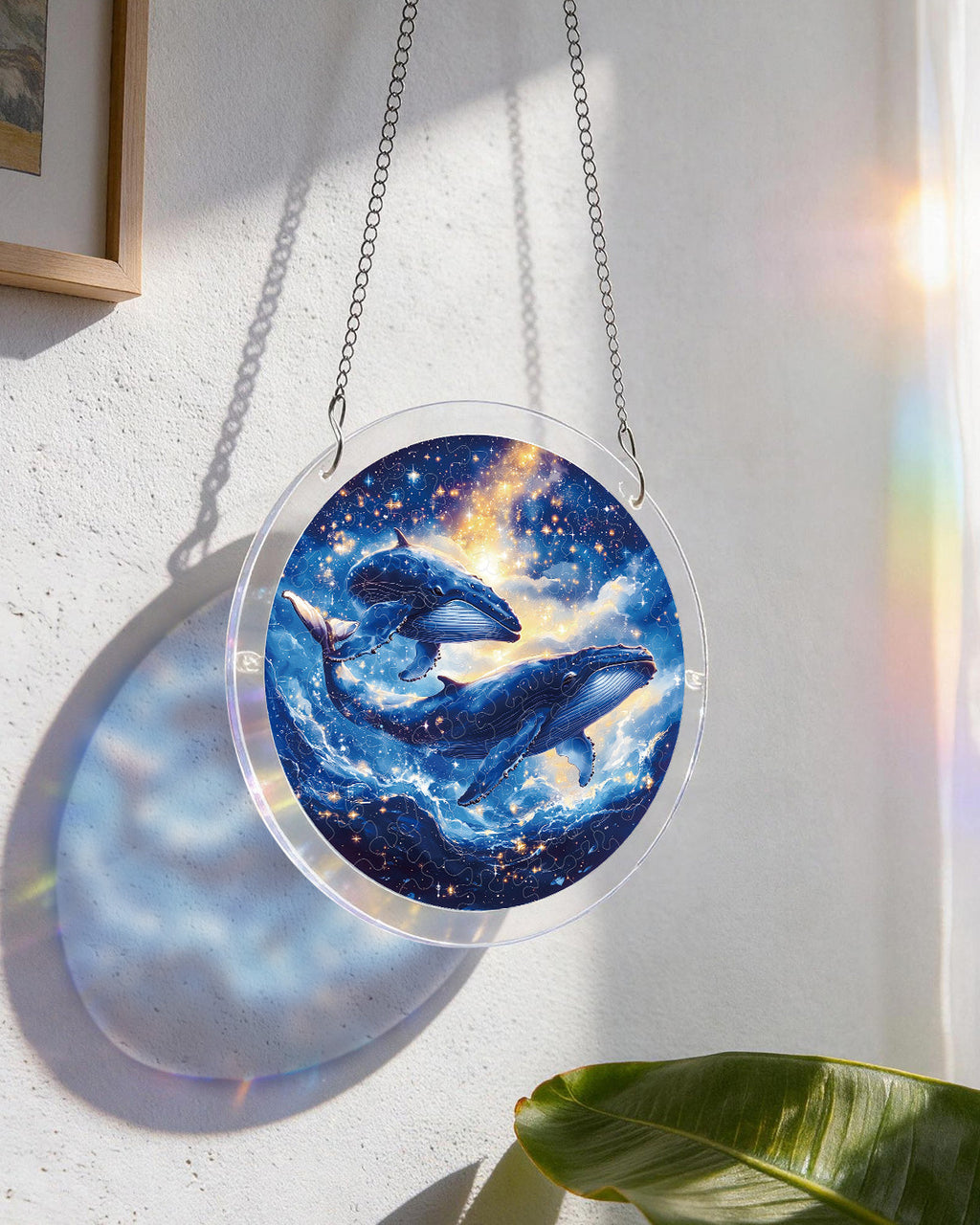 💥May Grand Sale|Up to 60% Off💥Twin Whales of the Cosmos Light Suncatcher-Acrylic Window Art