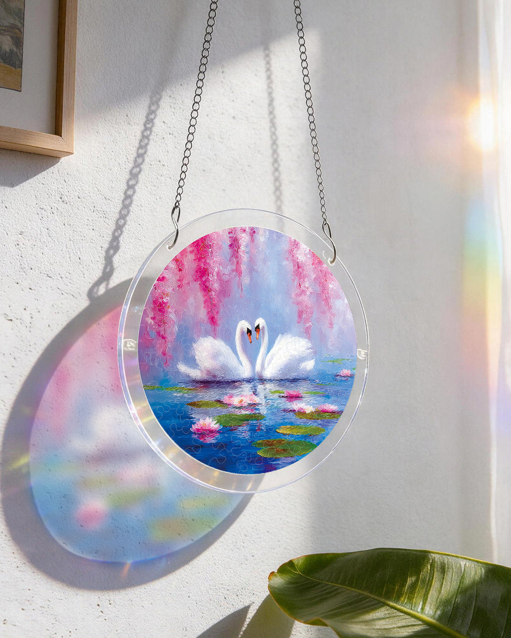 💥May Grand Sale|Up to 60% Off💥Swans in Blossom Lake Light Suncatcher-Acrylic Window Art
