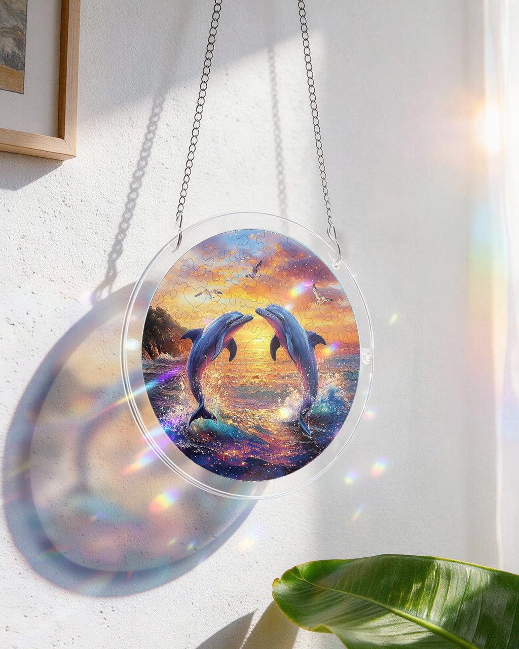 💥May Grand Sale|Up to 60% Off💥Dolphin Love Song Light Suncatcher-Acrylic Window Art