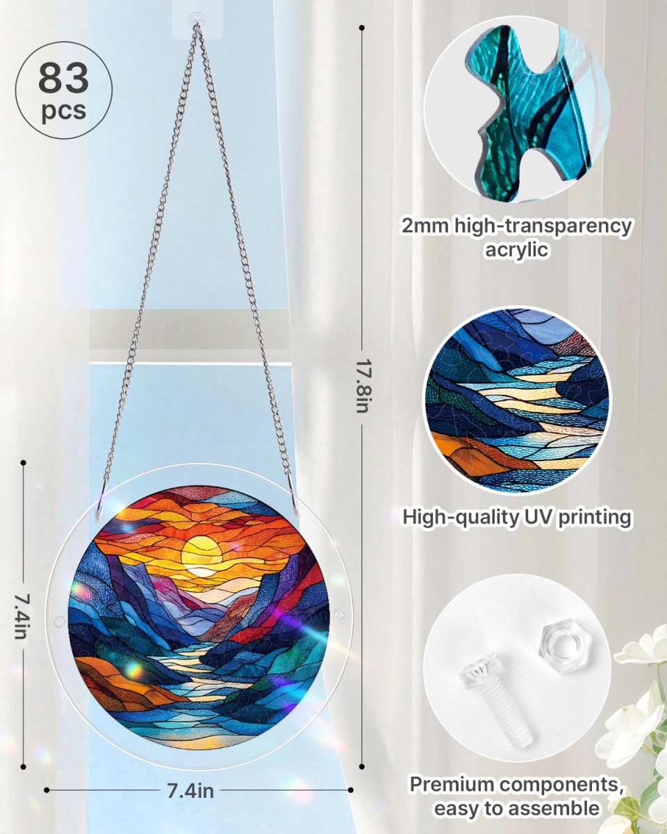 💥May Grand Sale|Up to 60% Off💥Acrylic Jigsaw Puzzle Suncatcher - Moonlit Riverscape