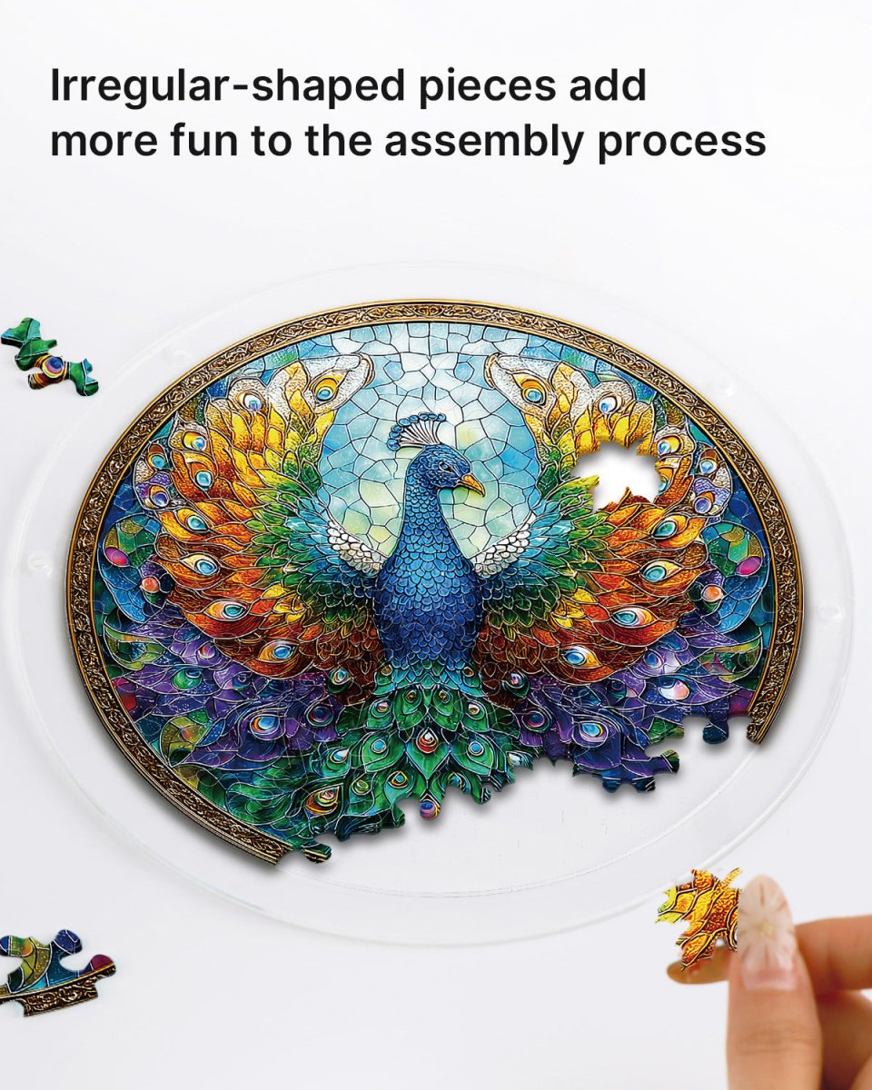 💥May Grand Sale|Up to 60% Off💥Acrylic Jigsaw Puzzle Suncatcher - Peacock of Radiance