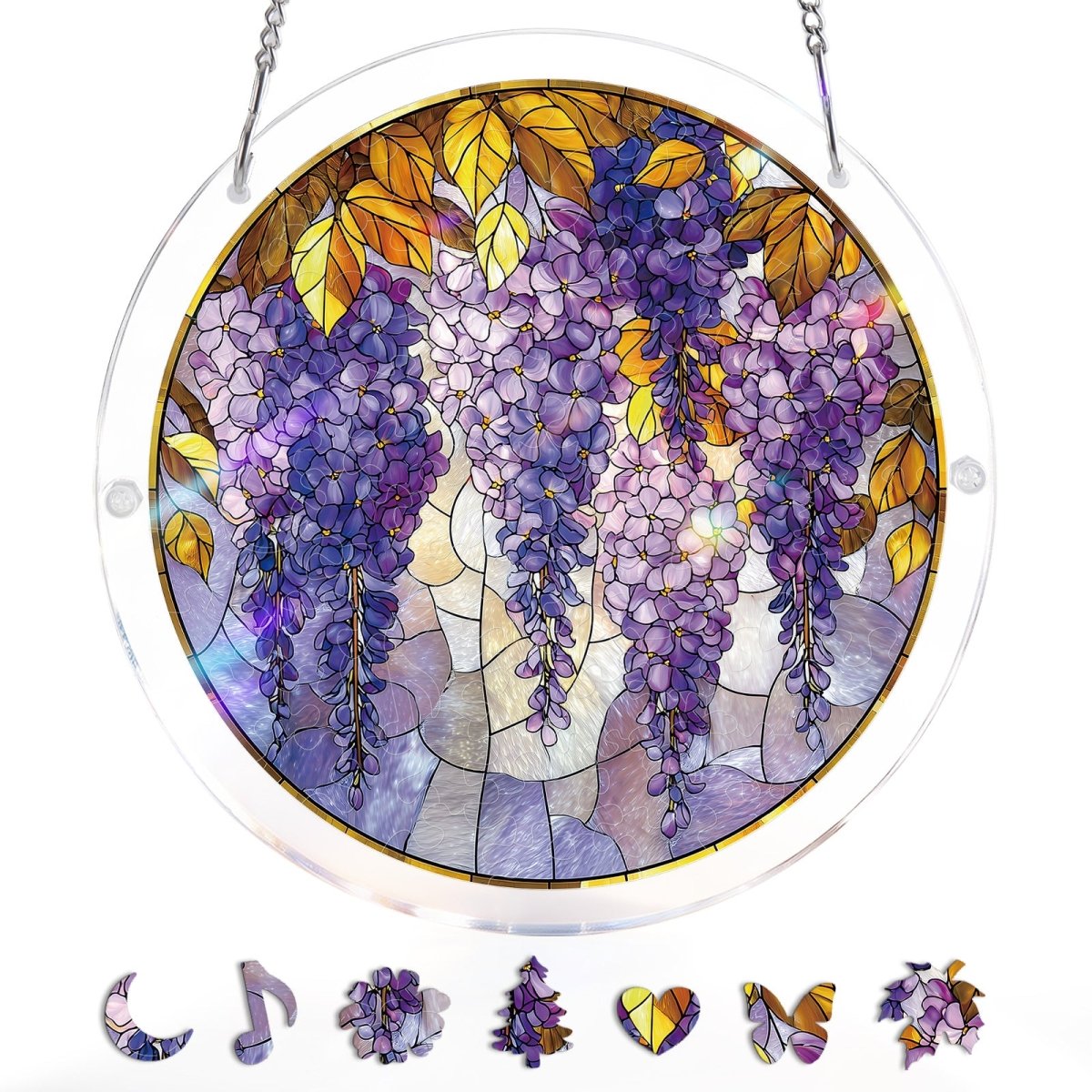 💥May Grand Sale|Up to 60% Off💥Acrylic Jigsaw Puzzle Suncatcher - Wisteria in Glasslight