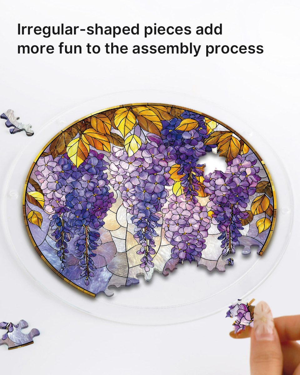 💥May Grand Sale|Up to 60% Off💥Acrylic Jigsaw Puzzle Suncatcher - Wisteria in Glasslight