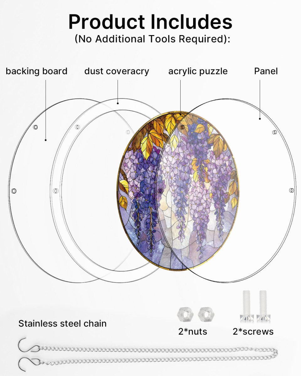 💥May Grand Sale|Up to 60% Off💥Acrylic Jigsaw Puzzle Suncatcher - Wisteria in Glasslight