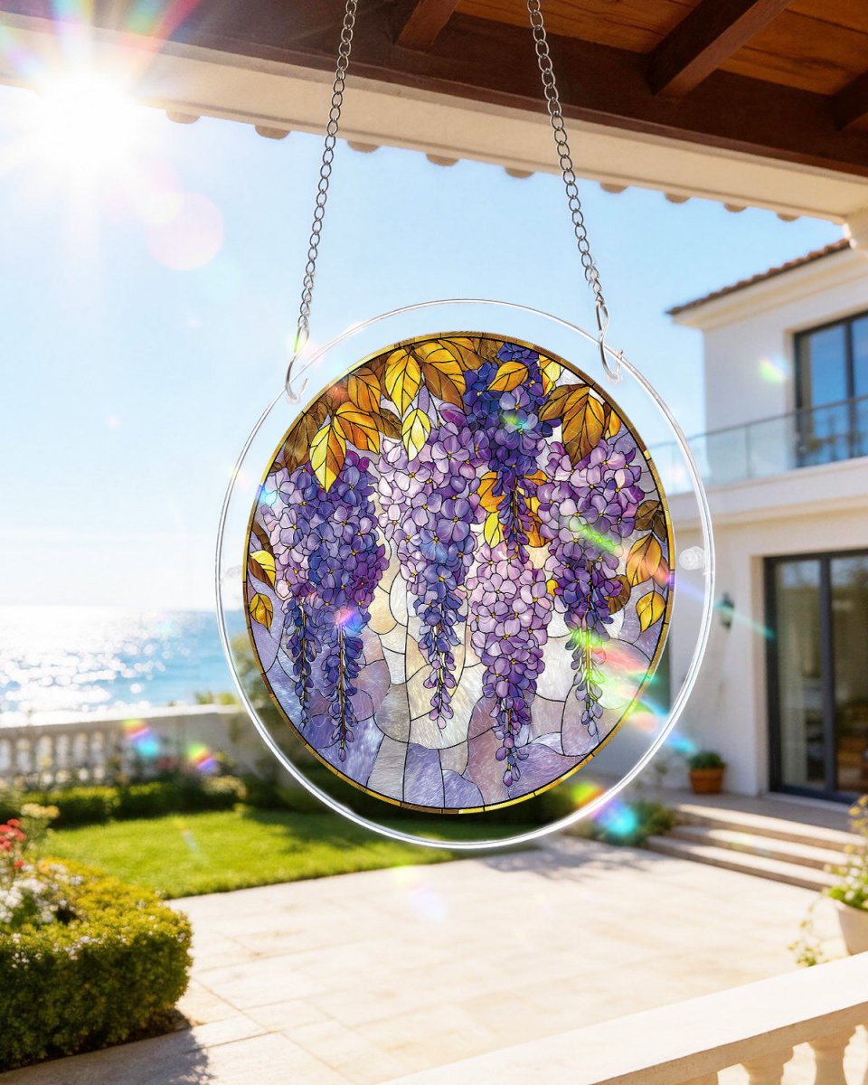 💥May Grand Sale|Up to 60% Off💥Acrylic Jigsaw Puzzle Suncatcher - Wisteria in Glasslight