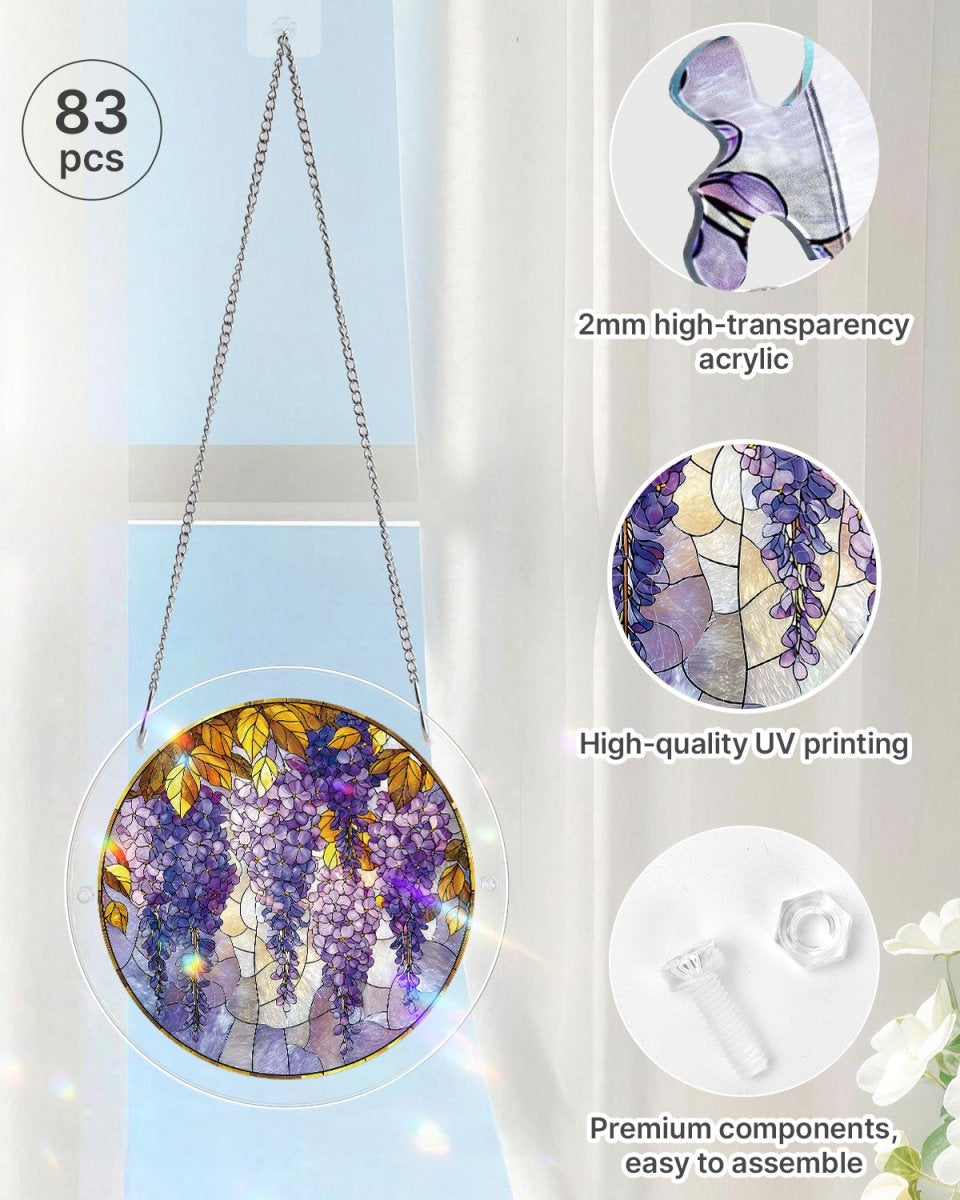 💥May Grand Sale|Up to 60% Off💥Acrylic Jigsaw Puzzle Suncatcher - Wisteria in Glasslight