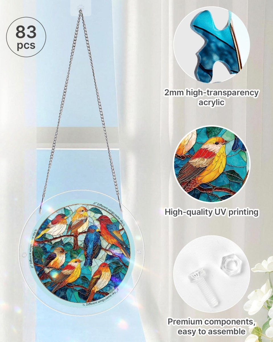 💥May Grand Sale|Up to 60% Off💥Acrylic Jigsaw Puzzle Suncatcher - Glowing Feather Haven