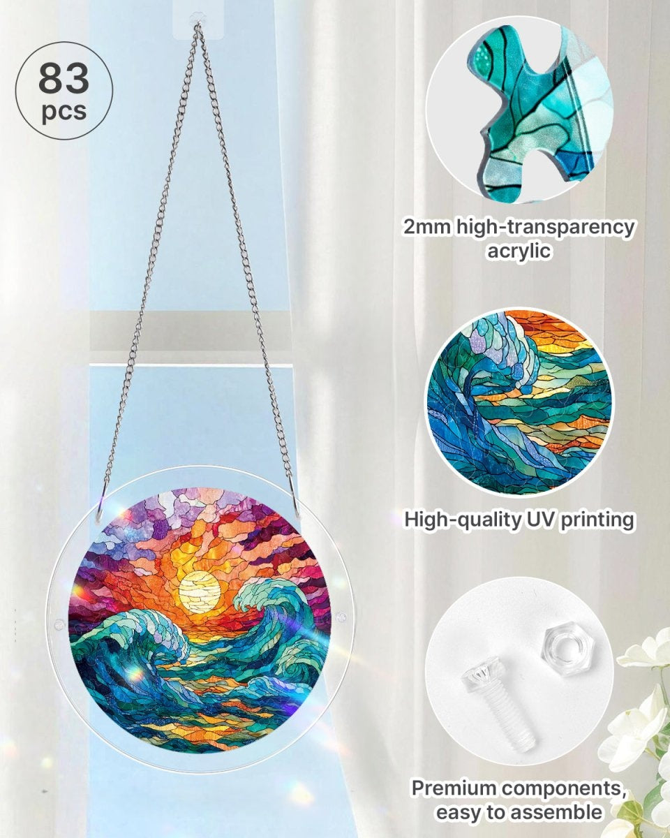 💥May Grand Sale|Up to 60% Off💥Acrylic Jigsaw Puzzle Suncatcher - Golden Tide