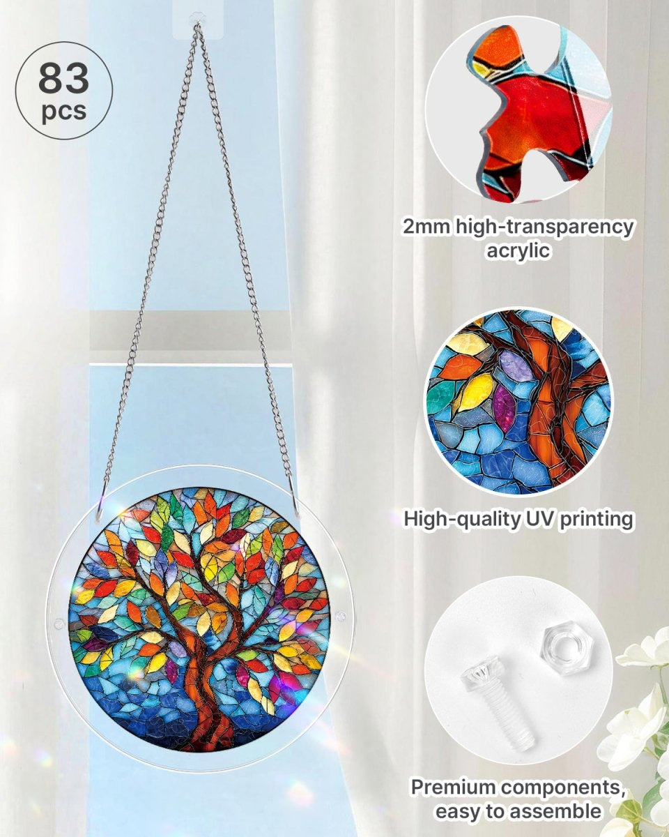 💥May Grand Sale|Up to 60% Off💥Acrylic Jigsaw Puzzle Suncatcher - Tree of Radiant Glass