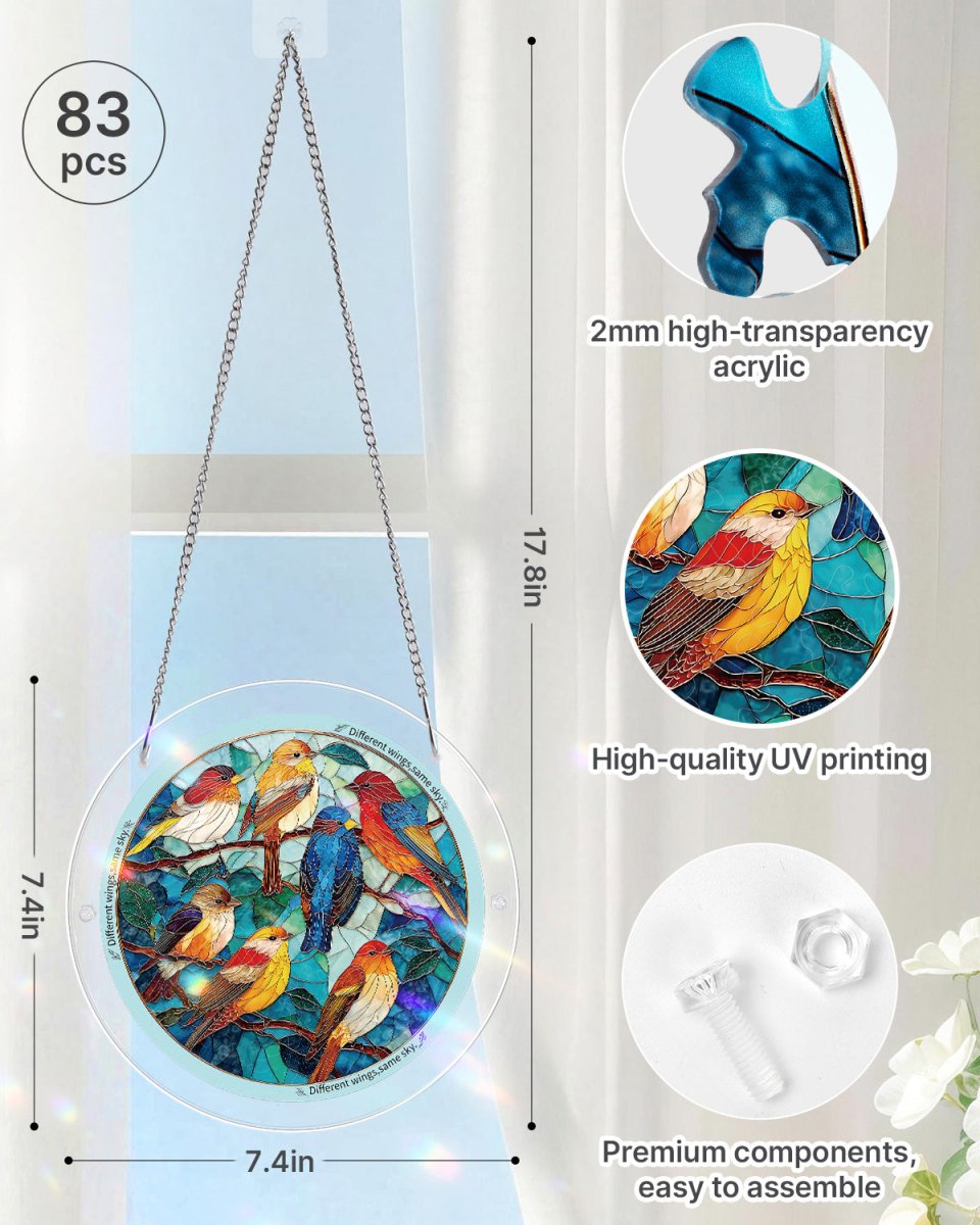 💥May Grand Sale|Up to 60% Off💥Acrylic Jigsaw Puzzle Suncatcher - Glowing Feather Haven
