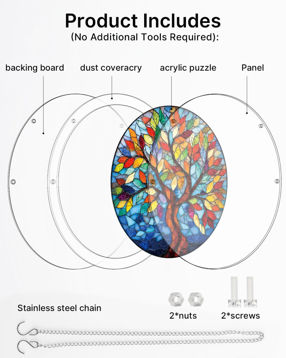 💥May Grand Sale|Up to 60% Off💥Acrylic Jigsaw Puzzle Suncatcher - Tree of Radiant Glass