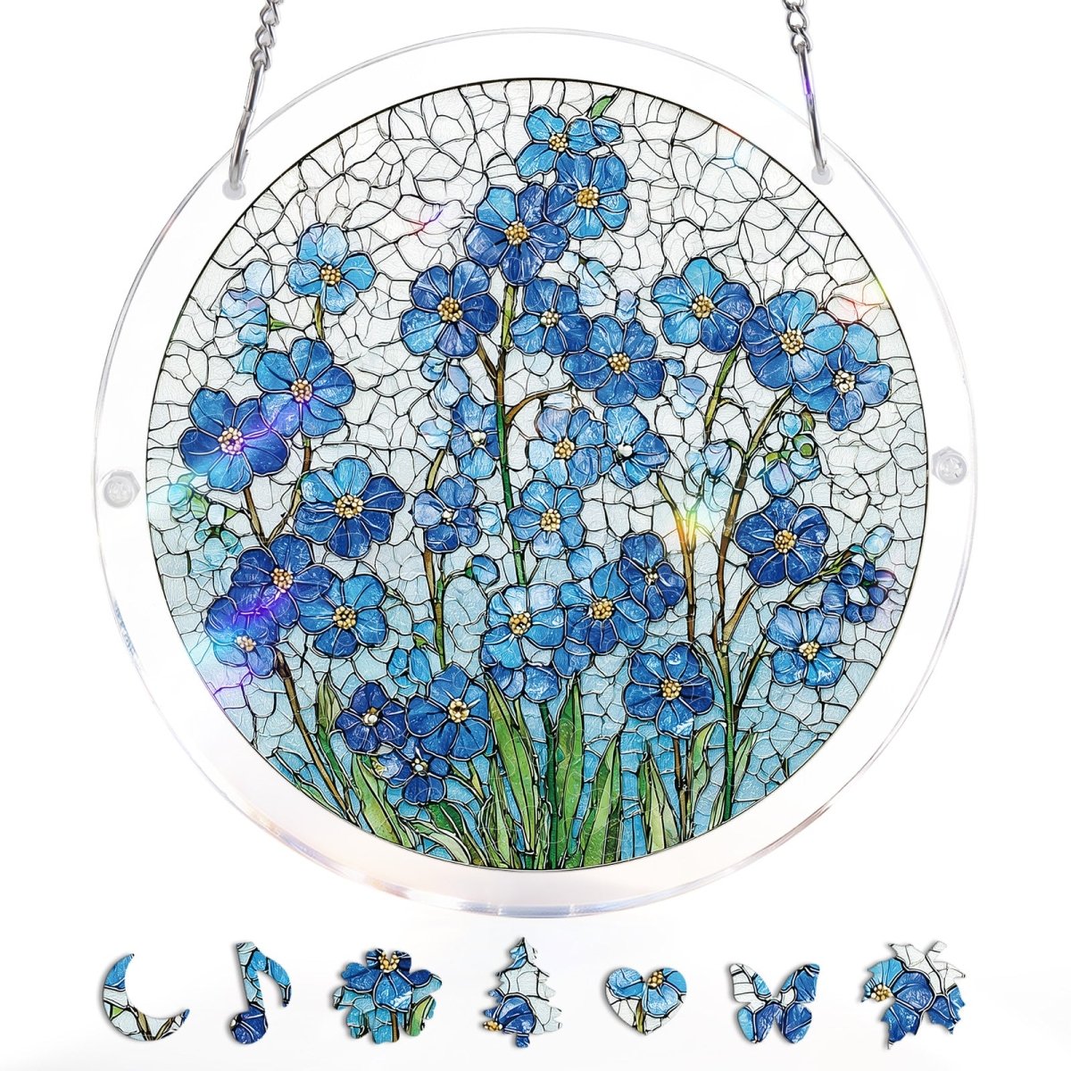 💥May Grand Sale|Up to 60% Off💥Acrylic Jigsaw Puzzle Suncatcher - Azure Bloom Whisper