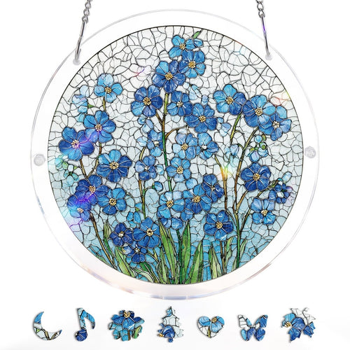 💥May Grand Sale|Up to 60% Off💥Acrylic Jigsaw Puzzle Suncatcher - Azure Bloom Whisper