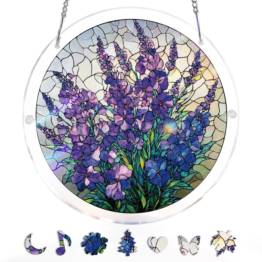 💥May Grand Sale|Up to 60% Off💥Acrylic Jigsaw Puzzle Suncatcher - Violet Garden Grace