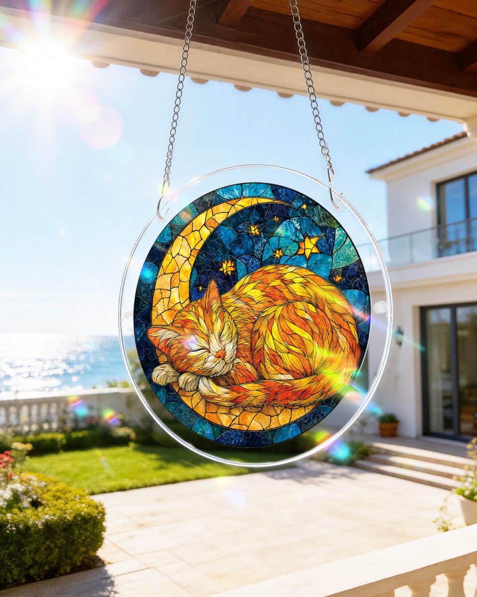 💥May Grand Sale|Up to 60% Off💥Acrylic Jigsaw Puzzle Suncatcher - Starry Moon Cat