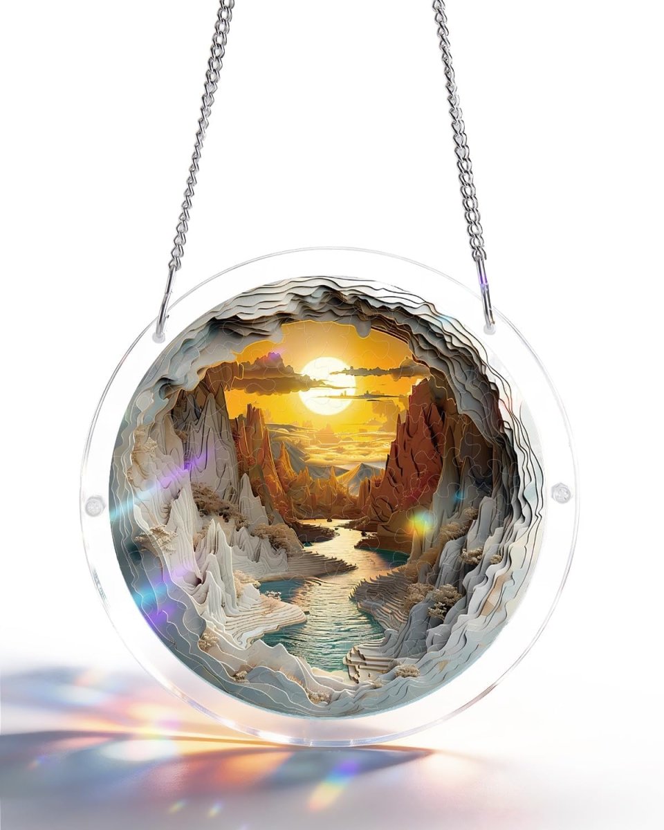 💥May Grand Sale|Up to 60% Off💥Acrylic Jigsaw Puzzle Suncatcher - Sunset Canyon