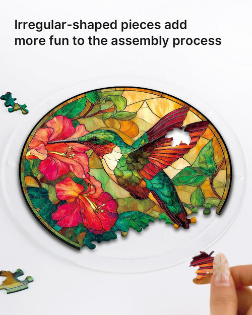 💥May Grand Sale|Up to 60% Off💥Acrylic Jigsaw Puzzle Suncatcher - Emerald Flame Hummingbird