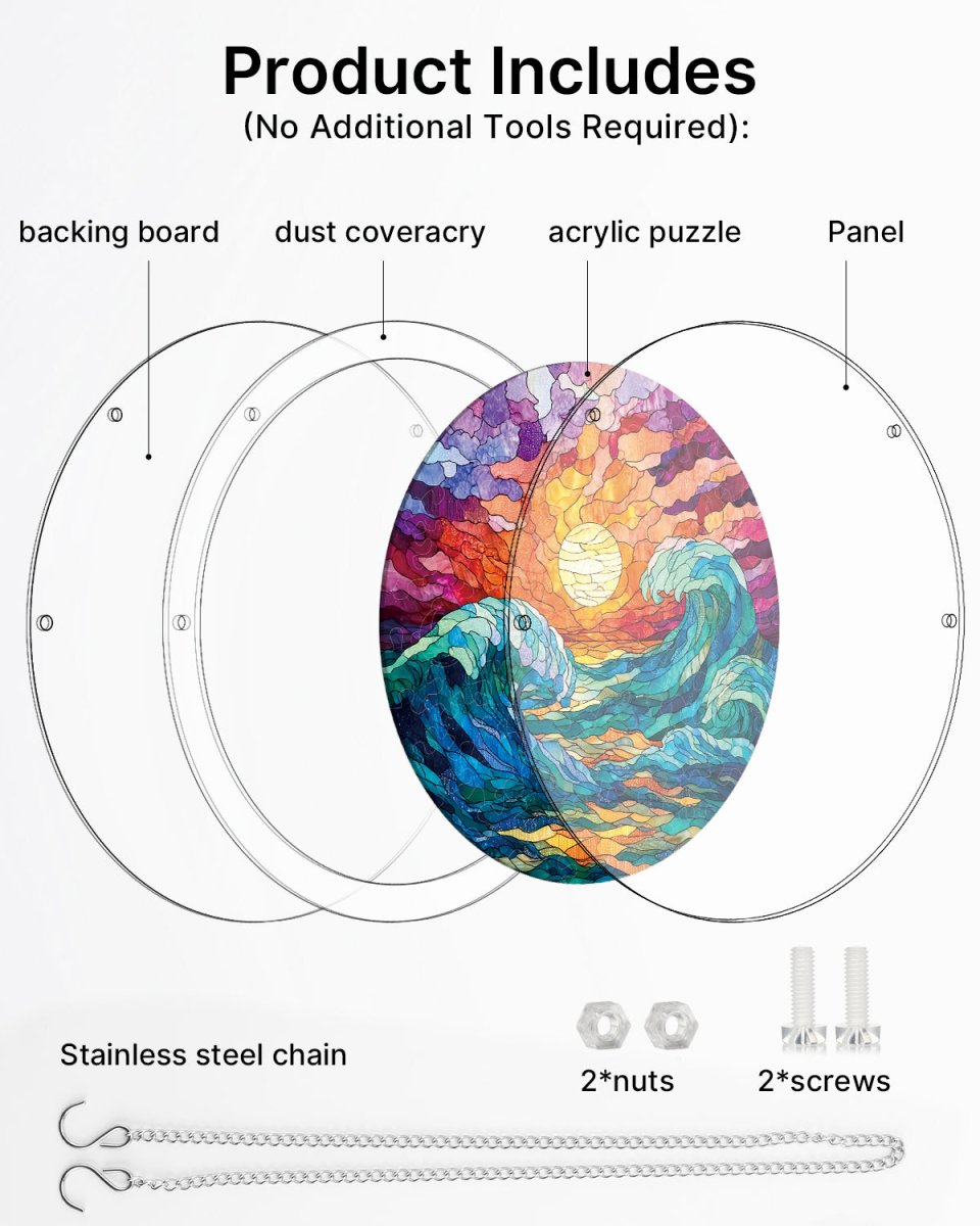 💥May Grand Sale|Up to 60% Off💥Acrylic Jigsaw Puzzle Suncatcher - Golden Tide